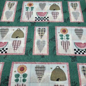 Beehives Sunflowers Hearts Watermelon Cotton Fabric Quilting Sewing 1.5 Yards
